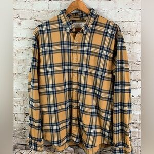 Abercrombie &Fitch Men’s XXL 2X Soft Yellow & blue Plaid Flannel Shirt Cotton